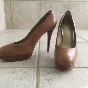 Stuart Weitzman shoes heels tan platform never worn 8.5 stiletto